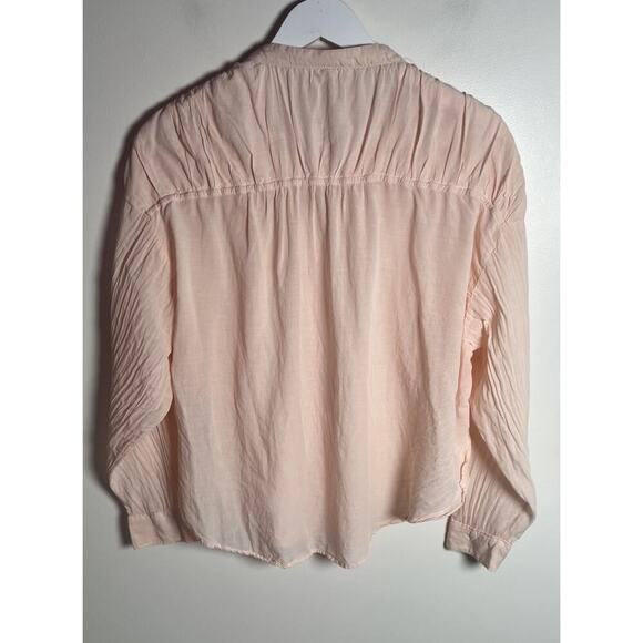 Anthropologie Pilcro Henley Womens Medium Boxy Boho Blouse Peach Cotton Blend‎ - Picture 3 of 11